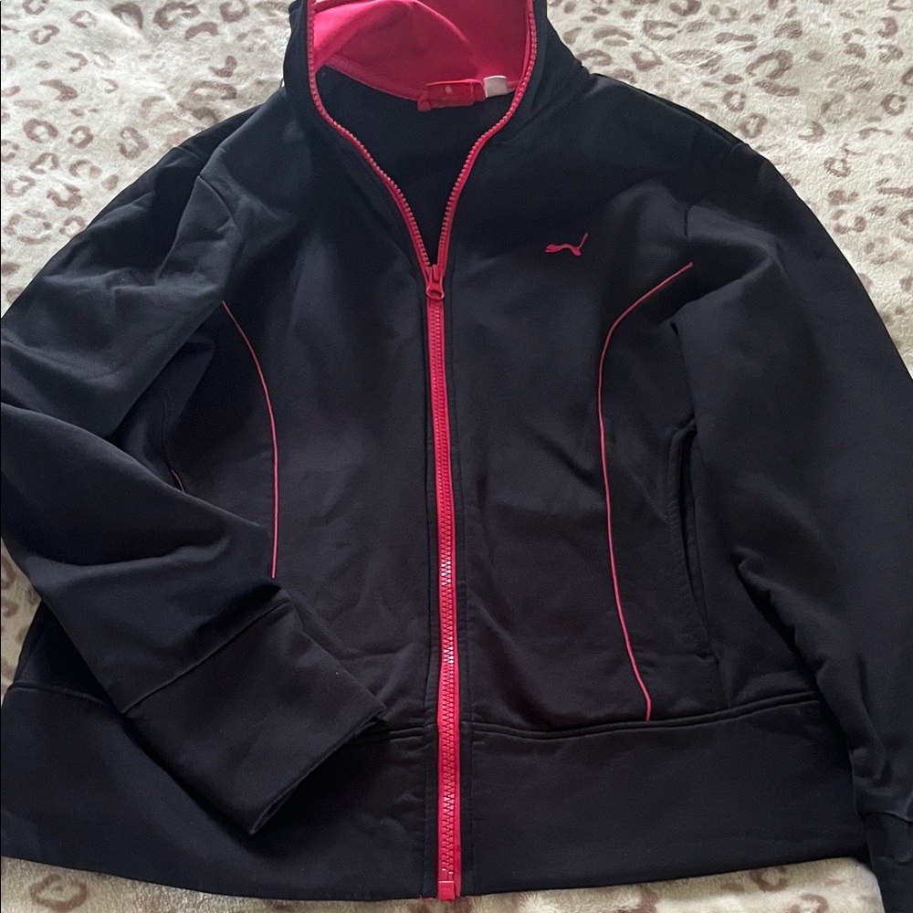 Puma Black Bomber Jacket with Pink Accents